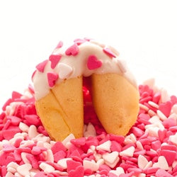 Valentine Fortune Cookie Pink & White Hearts